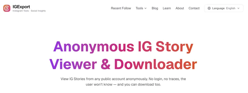 IGExport Anonymous IG Story Viewer & Downloader 