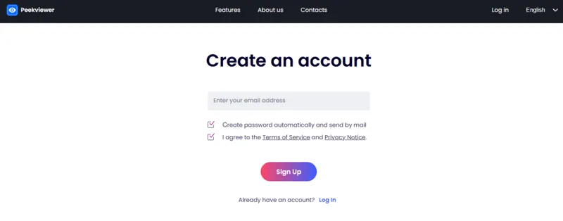 How to use Peekviewer – creating your account to continue the process How to use Peekviewer – creating your account to continue the process