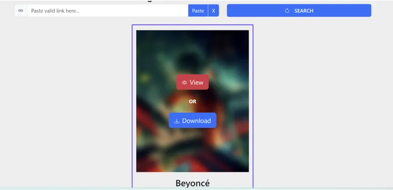 Screenshot showing options to view or download content. Screenshot showing options to view or download content.