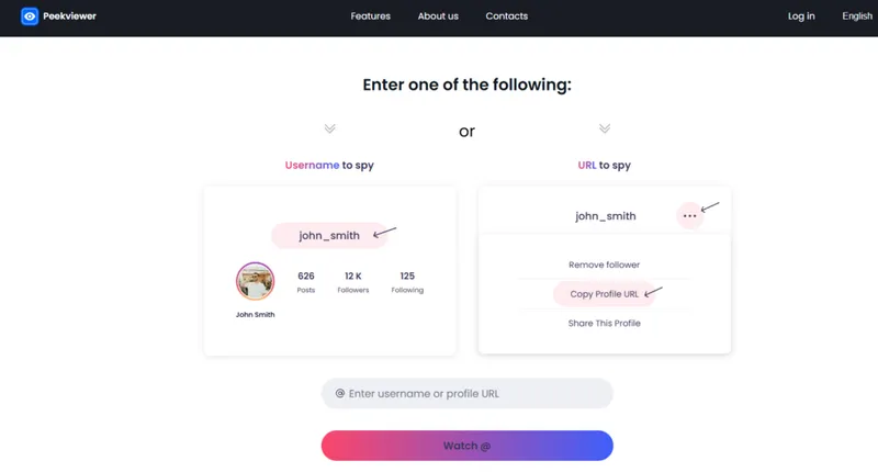How to use Peekviewer – entering the target Instagram username to start monitoring How to use Peekviewer – entering the target Instagram username to start monitoring