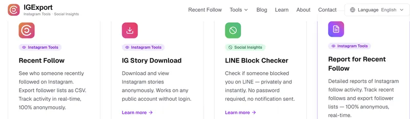 IGExport Instagram Profile Export Tool Features